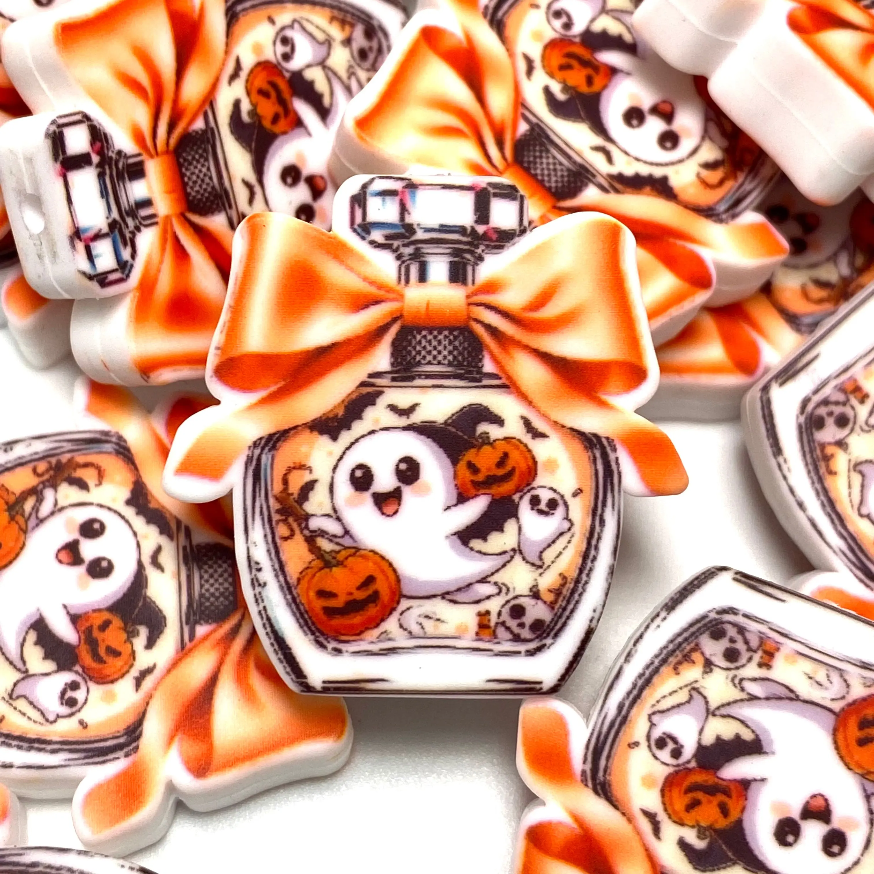1pc Ghost Girl No. 13 Silicone Printed Focal Beads - Halloween Crafting DIY Supplies for Beaded Pens Keychains