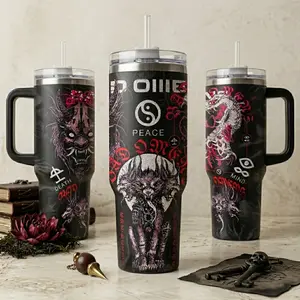 Edgy Dark Omen Pattern Tumbler, 20oz & 40oz Spill-Proof Insulated Cup, Unique Gothic Drinkware
