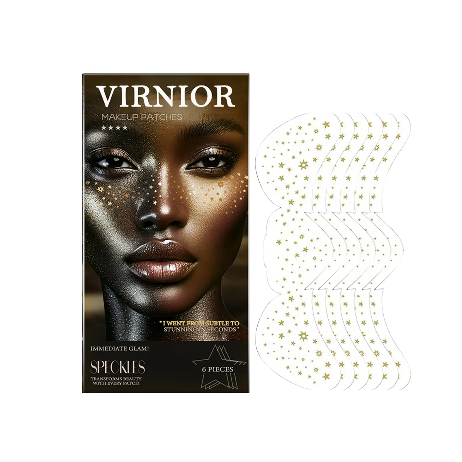 Gold & Silver Glitter Freckles Face Tattoo, 6 Sheet/box Sparkle Freckle Tattoo, Stardust Speckle Makeup Patch, Flawless Radiant, Face Tattoo for Women & Girls