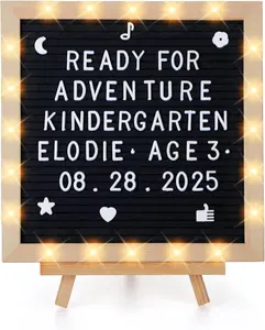 Light up Changeable Felt Letter Board Sign with LED Lights -  to School Supplies, 1010in Message Board Wall Mounted with Tripod Stand 450 Letters for Dorm Decor, Black
