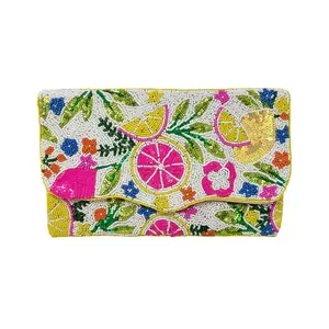 Citrus Garden Beaded Clutch
