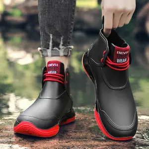 Men’s Chelsea-Style Waterproof Rain Boots | Short Rubber Ankle Boots, Slip-Resistant Outsole, Lightweight Fashion Commuter Shoes, Garden Work Fishing, Durable Wear-Resistant, Breathable Lining ,Splash Proof