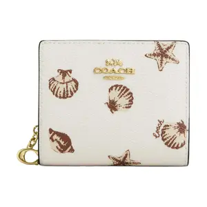 COACH Snap Wallet with Shell Print and Snap Closure in Coated Canvas for Women