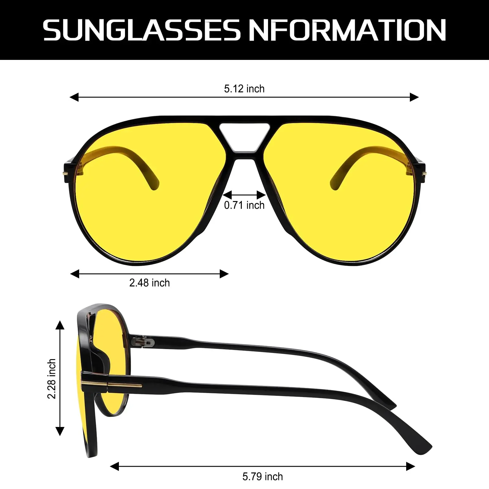 Retro Aviator Sunglasses for Women Men Oversized Classic 