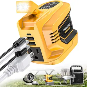 200W Power Inverter Compatible with Dewalt 20V, VoLtTech Battery Inverter 20V to 110V-120V, Phone Charger USB Charger Adapter Power Adapter with 2 USB Ports & 1 Type-C & 1 AC Outlet (No Battery)#dewalttools #replacementbatteries #
