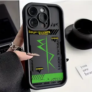 Cyberpunk Style Frame Pattern Phone Case Suitable for iPhone 16, 15, 14, 13, 12, 11 Pro Max Mini XR XS X 7 8 Plus Shockproof Soft TPU Back Cover