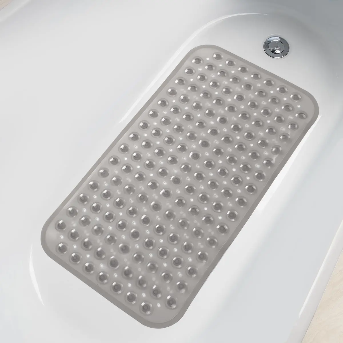 Rectangle Non-slip Bathtub Mat, 1 Count PVC Waterproof Bathroom Mat with Drainage Hole Design, Drain Holes & Suction Cups, Bathroom Essentials Accessories, Home Essential, Shower Bath Tool