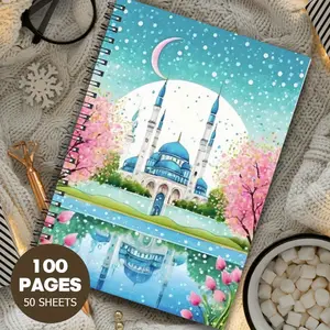 1pc A5 size Islamic Prayer Spiral Notebook & Journal – Durable Paper, Perfect for Goal Setting, Reflection, Meeting Notes, Muslims, Schools, Ramadan and Travel
