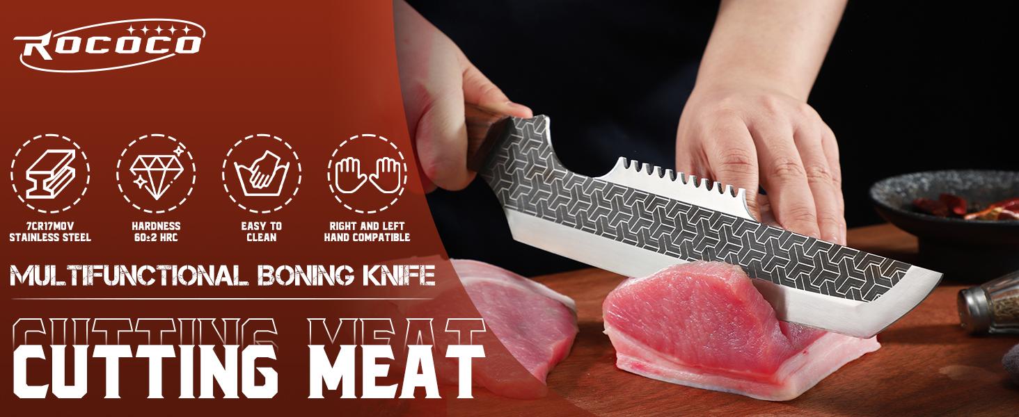 ROCOCO Meat Cleaver Knife Heavy Duty Butcher Knife for Meat Cutting Forged Cleaver Knife, Idea Gift for Father and Mother