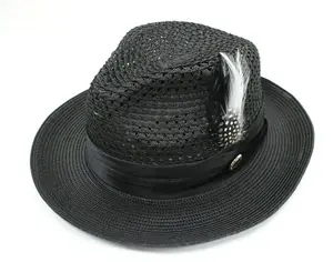 Men's Bruno Capelo Fedora 100% Poly Braid Black Hat JU-900
