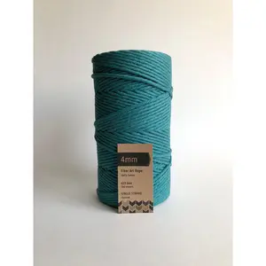 4mm Single Strand Macrame Cord 1 Ply Twisted Cotton Craft String - Teal Fiber Art Rope