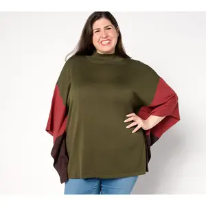 Belle by Kim Gravel Color Block Poncho Sweater