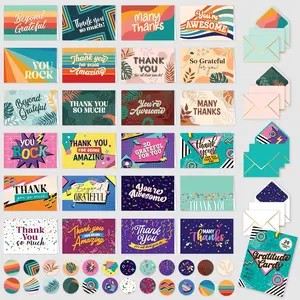 Thank You Cards 24 Pack 6x4in Gratitude Assorted Variety Pack with Envelopes and Stickers 8 Colorful Designs