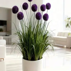 9pcs/Set Artificial Onion Grass Flower Bouquet | Lifelike Fake Plants, Easy Care, Maintenance-Free | Suitable For Wedding Decor, Anniversary, Thanksgiving, Christmas, Indoor/Outdoor Decoration | Home Furnishing, Floral Arrangement, Event Planning
