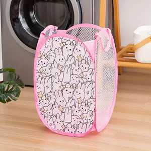 Folding laundry basket organizer, portable clothes storage basket with handle, folding diapers and children's clothing storage basket, breathable mesh baby basket, Collapsible Laundry Hamper