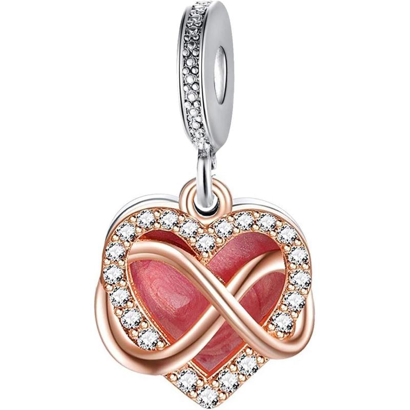 10-Pack Silver Charm Set for Bracelets, CZ Pendant Charms for Women, Tarnish Resistant Jewelry Gift Collection