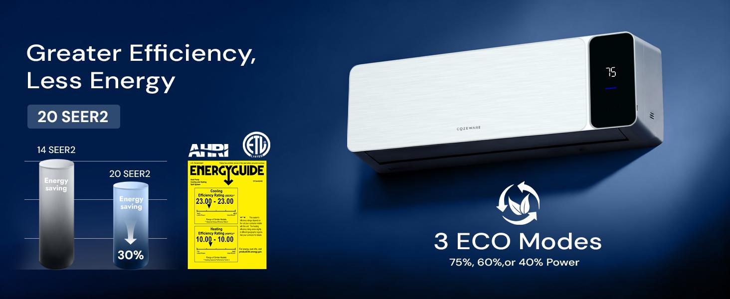 【Conquer the Blizzard】Cozeware 12000 BTU 115V/230V Mini Split Air Conditioner Heat Pump, 20 SEER2 Inverter Mini Split, Compatible with Wifi and Alexa, Cools Up to 750 Sq.Ft for Living Room, Bedroom, Study, Loft, Garage 【Conquer the Blizzard】Cozeware 12000 BTU 115V/230V Mini Split Air Conditioner Heat Pump, 20 SEER2 Inverter Mini Split, Compatible with Wifi and Alexa, Cools Up to 750 Sq.Ft for Living Room, Bedroom, Study, Loft, Garage