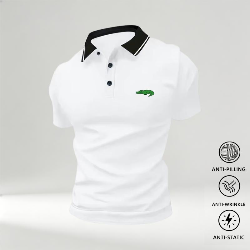 Men's New Polo Shirts (Pack of 5) - Summer Short-Sleeve, Turn-Down Collar, Crocodile Print, Anti-Wrinkle, Chic Look, Breathable Comfortable Fabric - Men's Clothing for Business Travel, Dates
