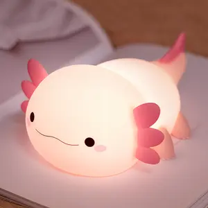 Cute Axolotl Design Night Light, USB Rechargeable Silicone Touch Lamp, Novelty Lighting for Bedroom, Living Room, Home Decor