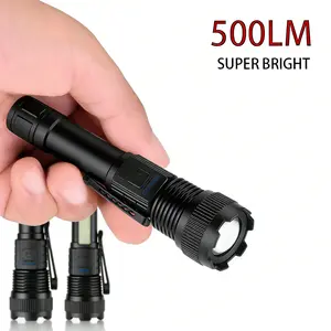 High-power police flashlight 1-Pack Small Cannon Flashlights: Mini Camping Lights with High Lumens 6 Modes & Zoomable Beam! Usb Rechargeable Headlamp
