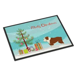 212 MAIN Durable Felt Floor Mat - 18x27 in., Permanently Dyed English Dog Christmas Tree Print, Rubber Backing, Moderate Traffic, Indoor/Outdoor Home Decor Rug (CK3536MAT)