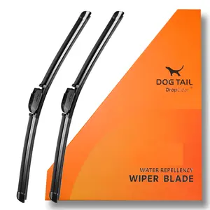 DOG TAIL 2-In-1 Water Repellent Silicone Wiper Blades(Pack of 2) ,Durable Refill Kit with Multiple Adapters,  Automotive Replacement Front Windshield Wiper Blades Set for My Car with Water Repellency Formula DropClear