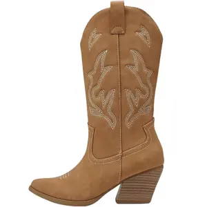 Western Cowboy Ankle Mid Shaft Fashion cowgirl Boots Shoe Footwear Women