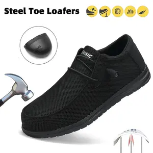Men’s Lightweight Steel Toe Safety Sneakers – Breathable Work & Casual Shoes, Slip-On Protective Industrial Footwear for All-Day Comfort