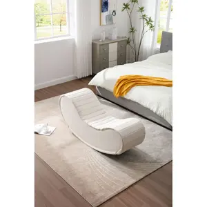 kaelin rocking chair Rocking Leisure bench,Relax Yoga Chaise, Modern Faux Leather Curved Sofa, Upholstered Yoga Chaise for Living Room Bed Room,Decompression chair,White & Black