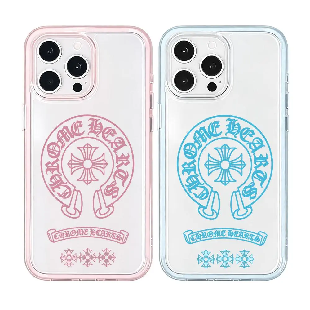 Retro Horseshoe Pattern Stylish Protective Cover for iPhone 17 16 15 14 13 12 11Pro Max, Gothic Cross 3-in-1 Clear iPhone Case, aesthetic cover