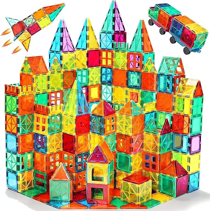 Magnetic Building Tiles, Magnetic Tiles Kids Toys Magnet Toys for Toddler Magnetic Blocks Building Toys Preschool STEM Learning Sensory Montessori Toy