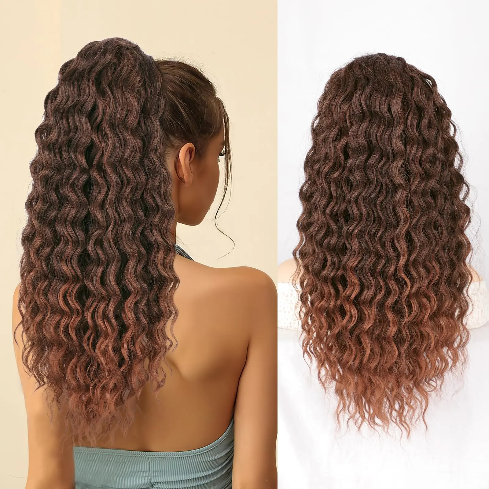 AISI HAIR Hair Ponytail Extension Drawstring Ponytail for Black Women with Fluffy Hairpiece and Daily Use Features - Hairextensions Synthetic Curly Hair Synthetic Wavy Hair
