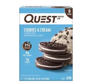 Quest Protein Bar, High Protein, Low Carb, Cookies & Cream, 8 Pack