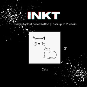 Cat Tattoo | 2 Week Temporary Tattoo | Plant Based Vegan Tattoo | Cute Cat Tattoo | Kitty Tattoo | Festival Tattoo | Matching Tattoo | Gift Idea | Temporary Tattoo | Cats Tattoo | Dainty Tattoo