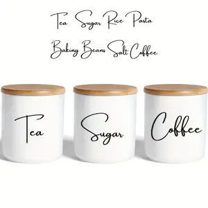 1 Set of 8pcs Kitchen Bottle Labels Vinyl Stickers, Suitable for Tea, Coffee, Sugar, Baking, and Salt. These waterproof and removable decals are perfect for decorating jars, making organization incredibly convenient. A must-have for home life, versat