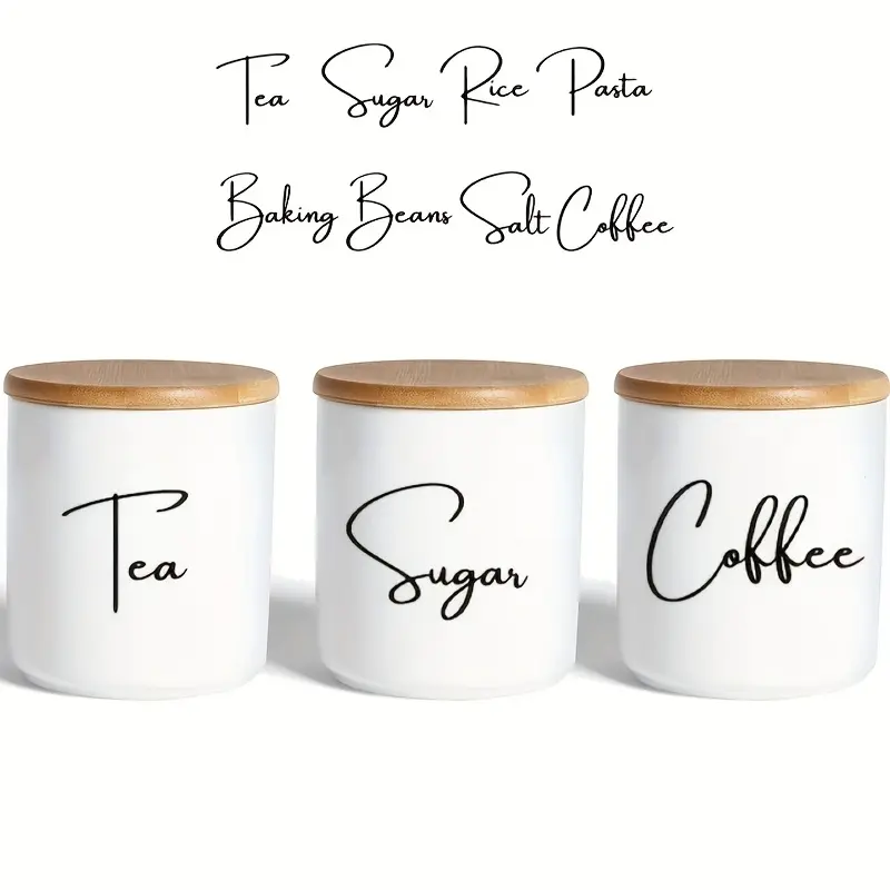 1 Set of 8pcs Kitchen Bottle Labels Vinyl Stickers, Suitable for Tea, Coffee, Sugar, and Salt, Waterproof and Removable, Removable Labels Easy Peel Off, for Decorating Jars, Making Organization Convenient