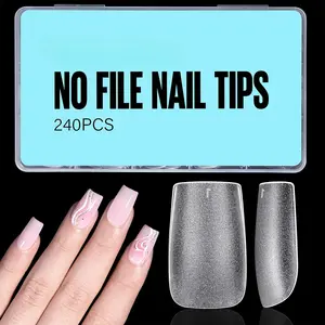Acrylic Nail Tips 240pcs Short Square Nail Tips False Nails Clear Nail Tips Acrylic Nail Kit for Professional Nail Extension DIY Home Salon 12 Sizes