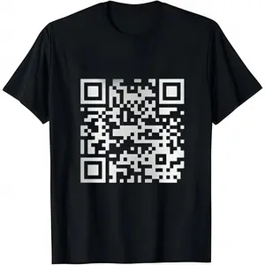 Menswear Funny FU QR Code T-Shirt, Black Cotton Crew Neck Shortsleeve Tee, Classic Lightweight Fitted Cut, Comfortable Versatile Casual Graphic Top for Men, Stylish Streetwear Everyday Wear, Tshirt, Men's T Shirts tiktokshopspringglowup,summervibes outdoo