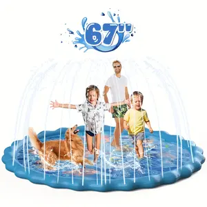 Portable Foldable 3-in-1 Splash Pad, Durable PVC design, 67’’ Inflatable Water Summer Toys – Summer Gift!