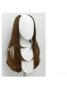 Synthetic U Part Wig Straight Hair Extensions for Women, Fluffy Layered Long Brown Hair Piece with Invisible Seamless Clip In Design, Natural Looking Hair Accessories for Daily Wear, Hair Volume, Cosplay, Party Hairstyles and Fashion Beauty Styling, Soft