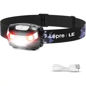 LED Headlamp Rechargeable - Super Bright Head Lamp with 5 Modes for Camping & Hiking Gear Essentials, IPX4 Waterproof Headlight Flashlight with Red Light, B Cable Included