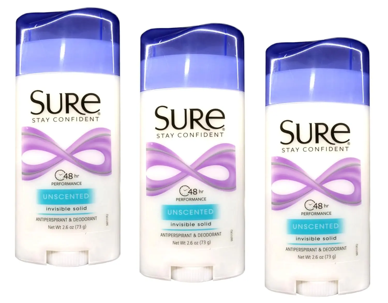Sure Deodorant 2.6oz Invisible Solid Unscented (Pack of 3) Body Care Cosmetic