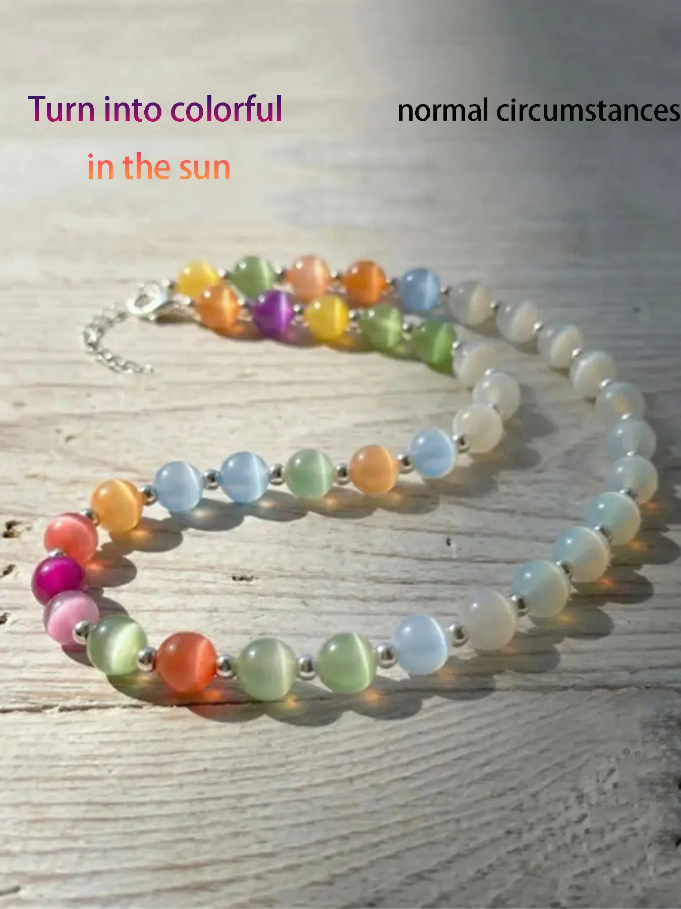 Boho Summer Cool Dopamine Sweet Style Colorful Artificial Crystal Beaded Decorative Necklace(Turn into colorful in the sun), Elegant Perfect for Daily Wear and Events