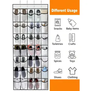 Over-the-door hanging shoe rack - sturdy Oxford fabric material, 6-35 pockets, large-capacity shoe rack, space-saving closet storage, mesh back, great gift idea