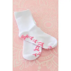Sunrise Pink Bow Crew Yoga Socks