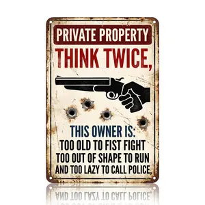 Luhery Funny Warning Humor Private Property No Trespassing Aluminium Metal Sign, Modern Wall Art HD Printed Metal Texture, Waterproof Durable Easy-Cleaning Lightweight, for Home Garage Decor, Gift for Husband 8x12in (20x30cm)
