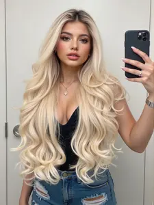 13x6 HD Lace Pre-Cut Wavy Curly Wig, Lightweight Fashionable Parting Design Synthetic Lace Wig, Natural Look Suitable for Women, Daily & Holiday Use, Glueless Curly Wig