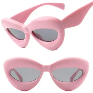 Pink Bubble Lips Shaped Frames Oversized Sun Glasses Unique Design Eye Wear Accessories