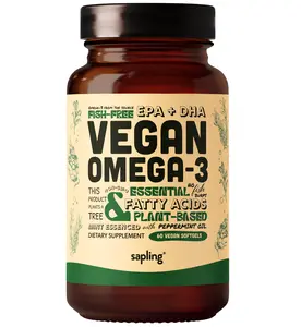 Sapling Algae Omega-3 Supplement - Fish Oil Alternative from Algal Oil - 60 Softgels - DHA & EPA, Sustainable USA Grown Algae, Vegan, Health & Fitness