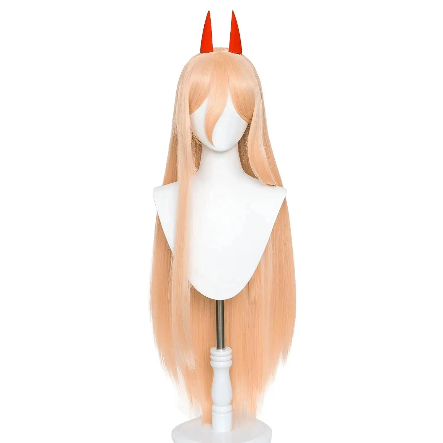 Anime Angel Devil for Chainsaw Man Bangs Long Orange Brown Cosplay Wigs Adult Synthetic Hair Wig Halloween Costume Party